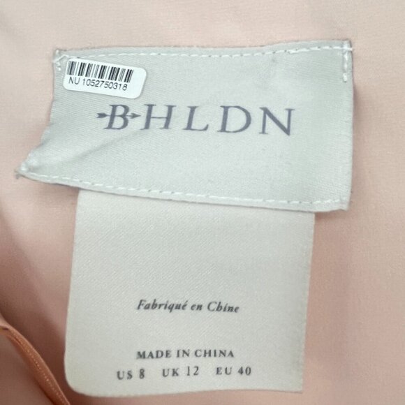 BHLDN Blush Womens Size 8 Anthropologie Antonia Georgette Babydoll Dress Tie Bow - Picture 5 of 10